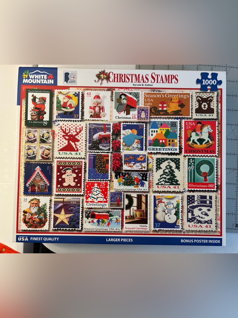White Mountain Christmas Stamps Jigsaw Puzzle - 1000 pieces